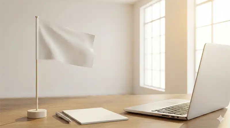 proper_temperature_small_flag_on_desk