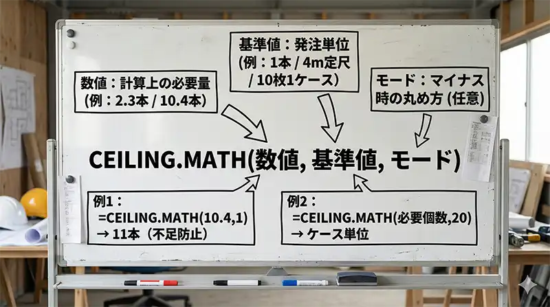 CEILING_MATH_引数の意味_現場単位で切り上げ