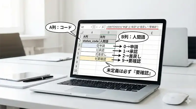 SWITCHステータス変換_ビフォーアフター